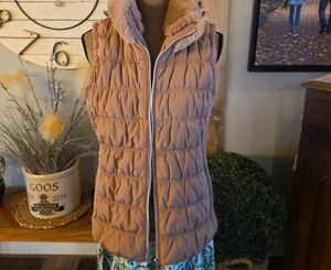 Calvin Klein Brown Faux Fur Collar